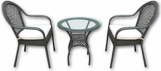 Gardenia Set bistro jesolo in polyrattan, tavolo 60x60xh.60 cm, 2 sedie 53x60xh.891 cm