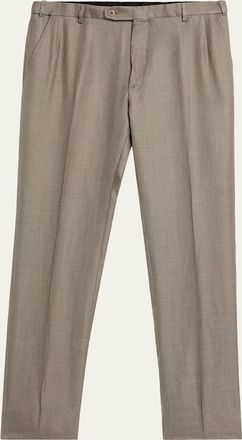 Brioni Mens Silk Twill Flat-Front Trousers