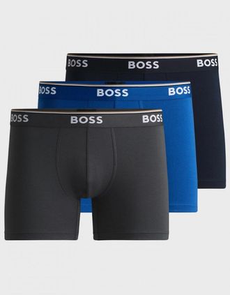 HUGO BOSS Mens BOSS Orange Power Three Pack Mens Stretch Cotton Boxer Briefs With Logos NOS - Open Blue 487 - Size: 37/36/32