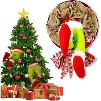 OEM Decoraci&oacute;n Navide&ntilde;a Del Grinch, Corona Navide&ntilde;a Para Puerta Exterior, Guirnalda Para &Aacute;rbol - Crezuo