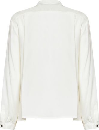 Max Mara Ruffled Neck Tie Shirt - White