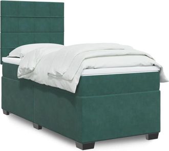 vidaXL Vidaxl - Cama Box Spring Con Colch&oacute;n Terciopelo Verde Oscuro 90x200 Cm