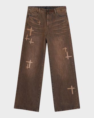 Rta Men & apos;s Cross Graphic Wide-Leg Jeans