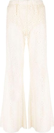 Forte_Forte sheer lace flared trousers - women - Spandex/Elastane/Polyester/Polyamide - I - Neutrals