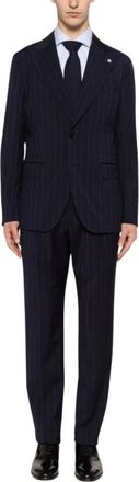 Manuel Ritz Kostuums, Heren, Blauw, S, Wol, Abito Gessato