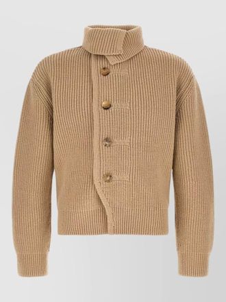 Dries Van Noten ribbed asymmetric funnel-neck cardigan