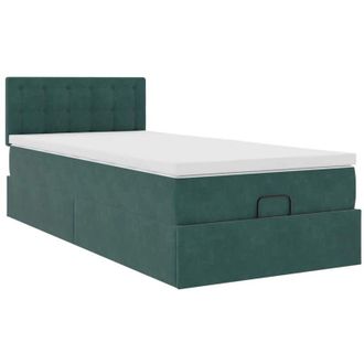 vidaXL Estructura De Cama Otomana Con Colch&oacute;n Terciopelo Verde Oscuro Vidaxl