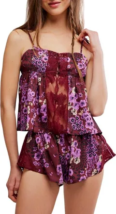 Free People Up at Dawn Sleep Set in Pomegranate Combo at Nordstrom, Size X-Small