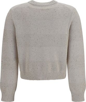 Brunello Cucinelli Womens Long-Sleeve Crewneck Cotton Sweater Avena Cotton; Polyester
