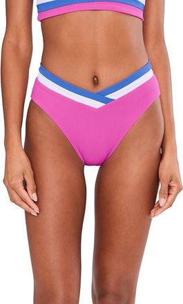 BECCA by Rebecca Virtue Coast Line Elise Rib French Cut Bottoms Womens Swimwear Roseberry : LG, Nylon/Spandex