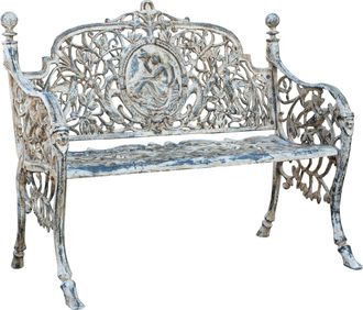 Biscottini International Biscottini - Banco De Jard&iacute;n De Hierro Fundido 105x62x90 Sof&aacute; De Exterior Banco Liberty Con Reposabrazos Silla De 2 Plazas Banco De Hierro