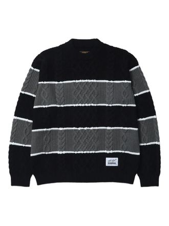 Neighborhood striped cable-knit sweater - Black