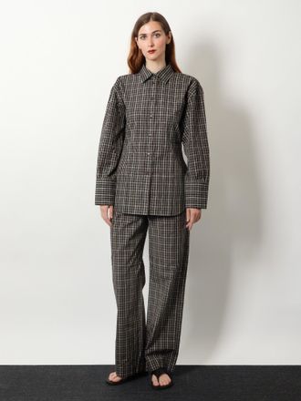 R&oacute;he Womens Madras Cotton Trousers Black