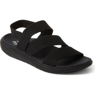 Dearfoams Emilia Elastic Gore Strappy Sandal in Black at Nordstrom, Size 6