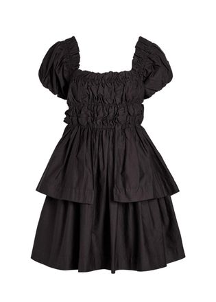 Damson Madder Lyza Ruffled Cotton Mini Dress - Black - 16 (UK16 / XL)