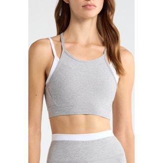 Beyond Yoga Space Dye Long Layered Bra in Silver Mist at Nordstrom, Size X-Large