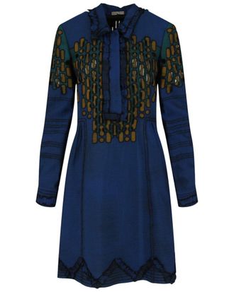 Bottega Veneta Collared Pattern Wool Dress