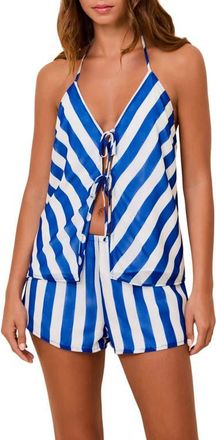 Solid & Striped The Colette Reversible Cover-Up Halter Top in Blue Stripe/dot at Nordstrom, Size X-Small