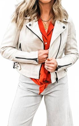 Mauritius Bita Crop Moto Jacket In Off White