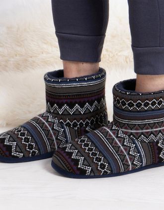 Totes Mens Totes Toasties FAIR ISLE BOOT Slippers Mens Multi - Size: 11/11.5/12