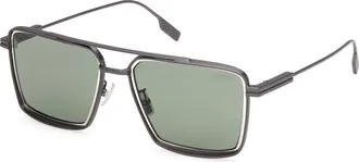 Ermenegildo Zegna Polarized Green Navigator Mens Sunglasses EZ0257 09R 56