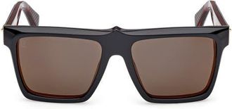 Christian Louboutin 56mm Square Sunglasses in Black/gold/zeiss Smoke at Nordstrom
