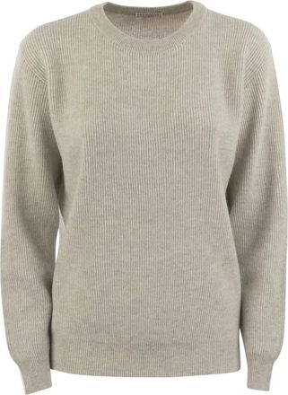 Brunello Cucinelli Maglione in cashmere a coste - Toni neutri