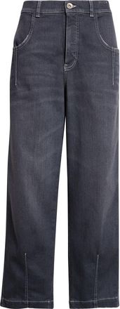 Eleventy Pintuck Stretch Denim Wide Leg Pants in 22 Black at Nordstrom, Size 00 Us