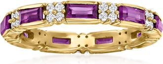 Ross-Simons Amethyst and. White Zircon Eternity Band in 18kt Gold Over Sterling