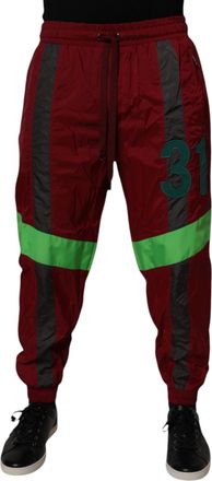 Dolce & Gabbana Maroon Nylon Men Jogger SweatMens Mens Pants