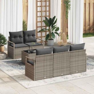 vidaXL Vidaxl - Conjunto De Sof&aacute; De Jard&iacute;n 6 Pcs Gris 55 X 55 X 37 Cm
