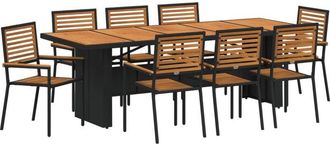 vidaXL Vidaxl - Garden Dining Set 9 pcs Black 240 x 90 x 75 cm Poly Rattan
