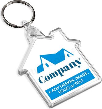 Turquoise Personalised Promotional Custom Business Keyrings Key Fobs 50 x 48 mm | House