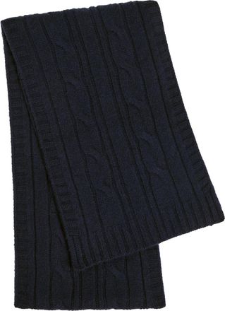 John Smedley Wooton Cable-knit Cashmere and Wool-blend Scarf - Navy - One Size