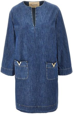 Valentino Denim mini skirt with V Gold details Woman 38