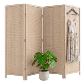 Relaxdays Biombo Relaxdays, 4 Paneles, Separador De Ambientes Plegable (alto X Ancho): 170 X 160 Cm, Bamb&uacute;, Sal&oacute;n, Color Natural