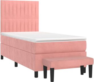 vidaXL Vidaxl - Cama Box Spring Con Colch&oacute;n Terciopelo Rosa 90x200 Cm