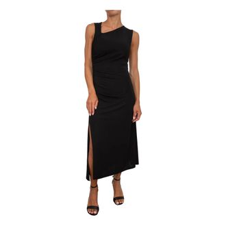 iBlues Elegante Jersey Jurk in Zwart - Dames - Casual kleedjes - Zwart - S - Polyester - Kleedjes