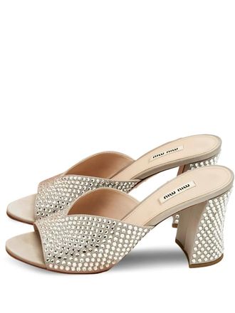 Miu Miu embellished heeled sandals - Grey