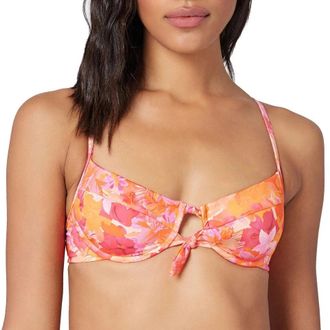 L*Space L*Space Into The Top Womens Pink Tropics Rose Knotted Swimwear JZZ305