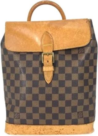 Louis Vuitton Vintage, unisex, Bruin, ONE Size, Leer, Pre-owned Damier Canvas Rugzak