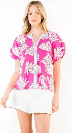 THML Clothing Paradise Puff Sleeves Blouse In Pink