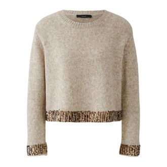 Oui Dames, Truien, Beige, Maat: 2XL Wol