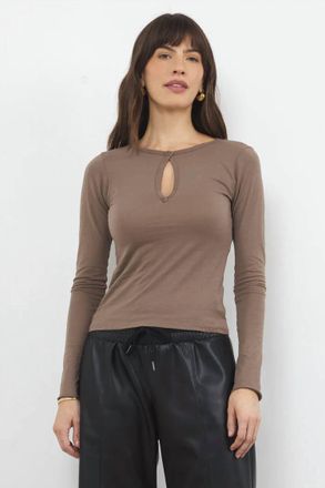 La Made Florian Long Sleeve Tee In Truffle