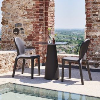 Plust Mesa De Comedor Redonda Exterior Terraza Dise&ntilde;o Moderno Fura T1-dr - Verde Oscuro
