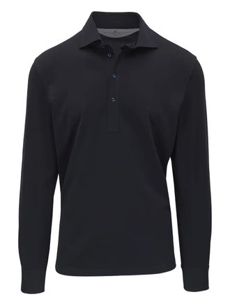 Brunello Cucinelli long-sleeve polo shirt - men - Cotton - M - Blue