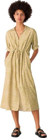 Whistles Tiger Flame Short Sleeve Midi Dress in Green/multi at Nordstrom, Size 12