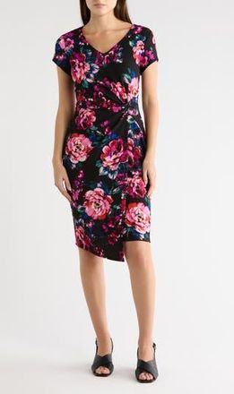 Connected Crepe Twist Waist Dress in Black at Nordstrom Rack, Size 12