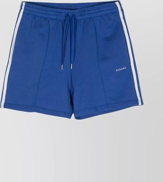 Parosh striped logo embroidered cotton blend shorts