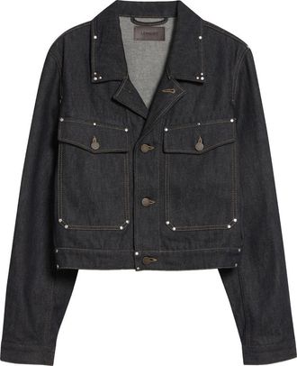 Christophe Lemaire Crop Studded Cotton Denim Jacket in Slate at Nordstrom, Size 8 Us